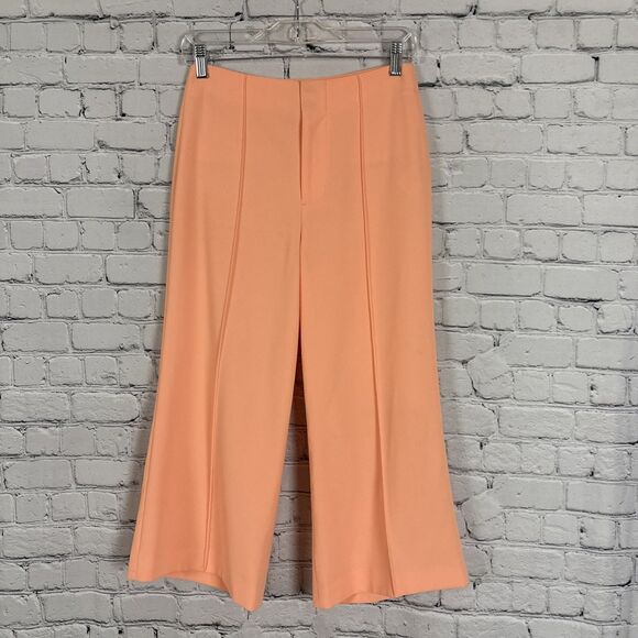 Alice + Olivia Dylan Wide Leg High Waisted Cropped Pants in Light Peach Womens 2 - Picture 3 of 10